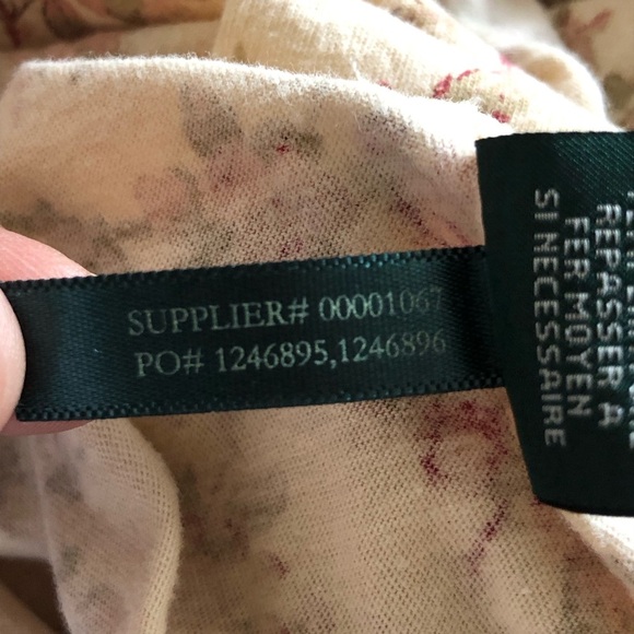 Lauren Jeans Co. Ruffle Neck Top Size S Long Sleeve Floral Cotton Old Money - Picture 10 of 14